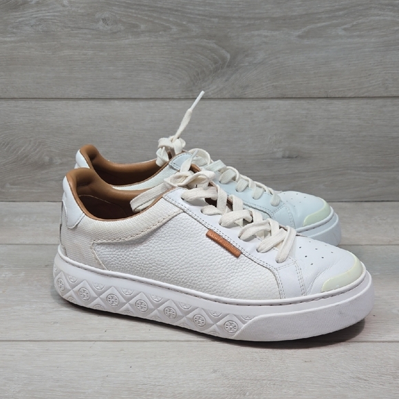 Tory Burch Women's Ladybug Leather Logo Platform Sneakers Shoes Sz 8.5M - Picture 2 of 15